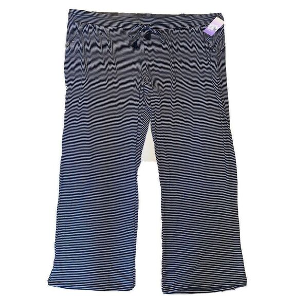 Stars Above Pants Womens 4XL Sleepwear High Rise Tasseled Modal‎ Striped Blue - Picture 1 of 7